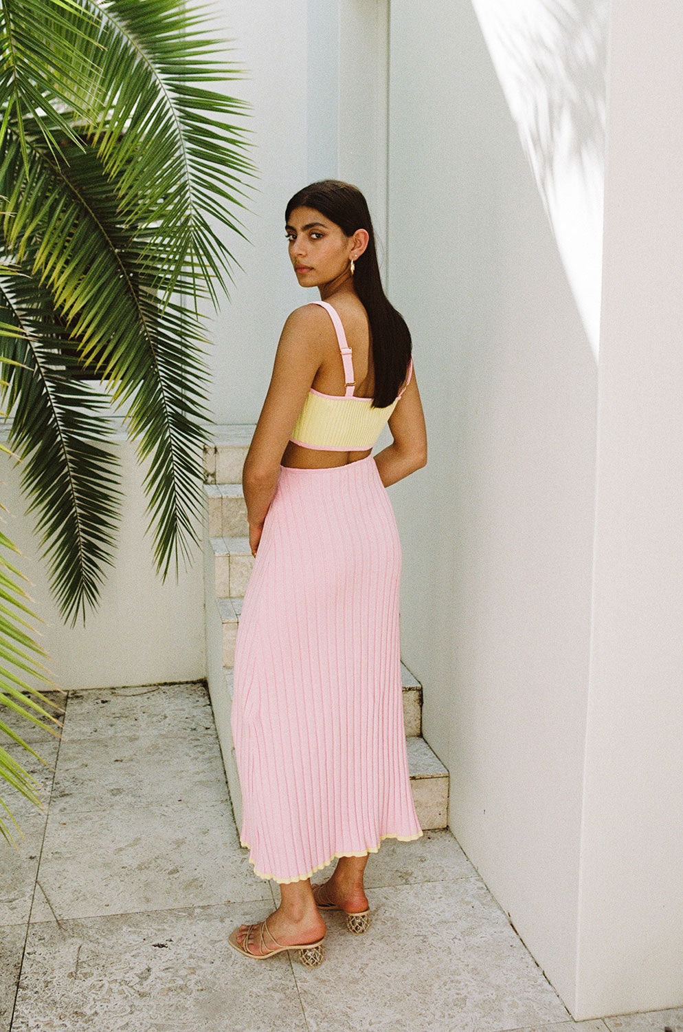 Stylish Pink Ribbed Jordi Women's Skirt for Night Out