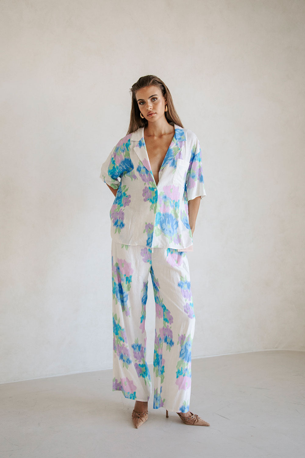 Sample Immi Women's Casual Pants with Cascade Floral Pattern