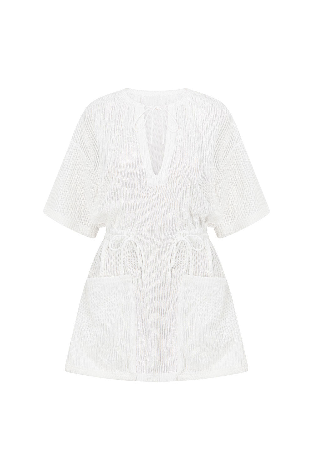 Exclusively Designed Sabo White Textured Woven Chiva Women's Dress