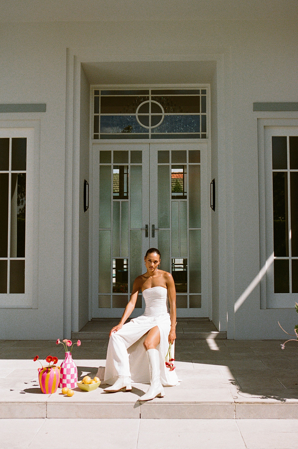 Sabo's Exclusive Off - white Linen Blend Arden Maxi Dress