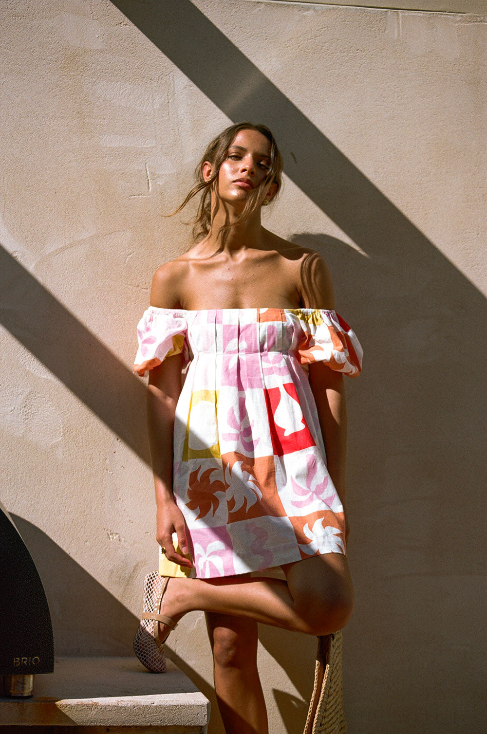 Zoi Babydoll Dress with Exclusive Palm Tile Fuego Print