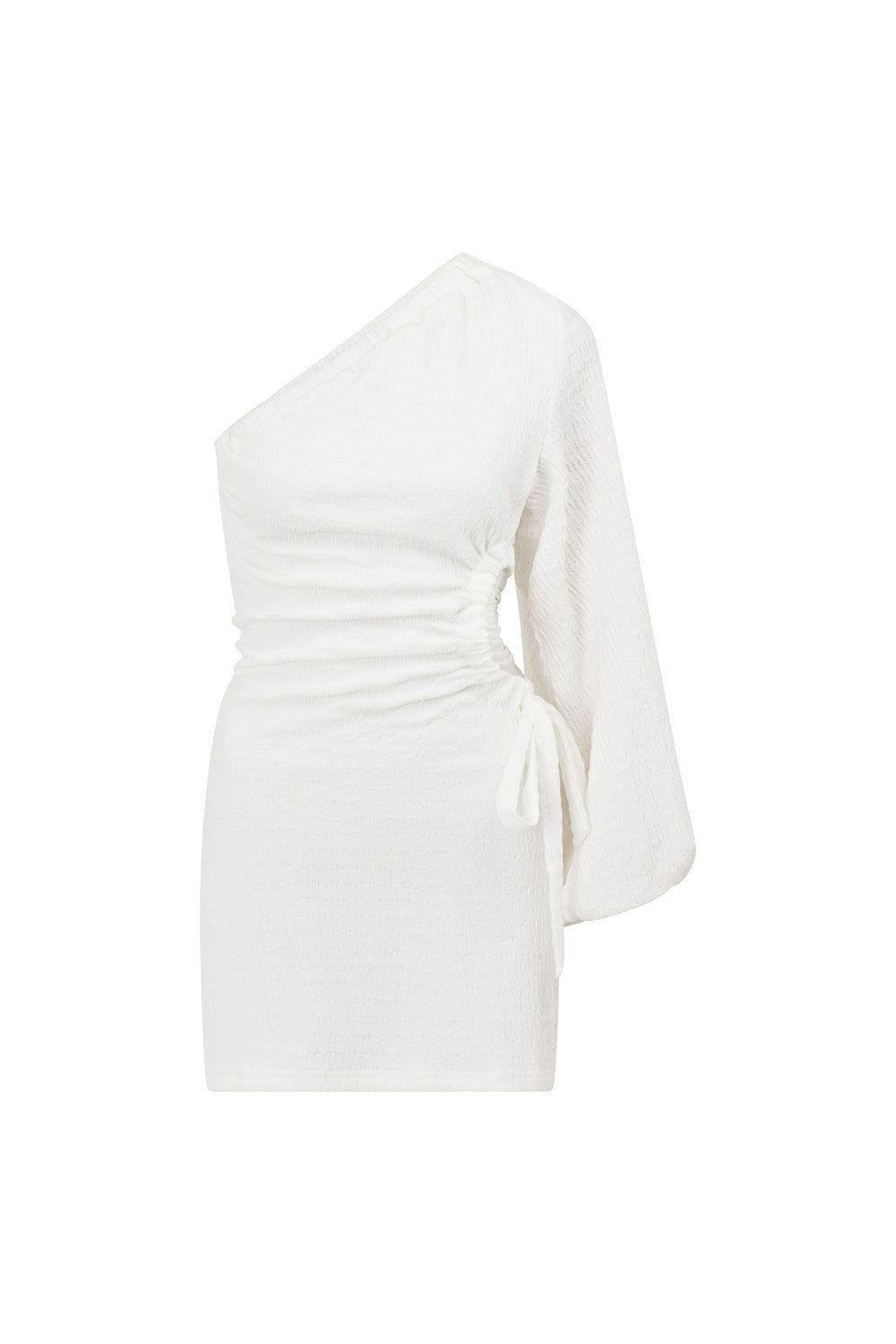 Exclusive Sabo-Designed White Textured One-Shoulder Party Zoelie Dress