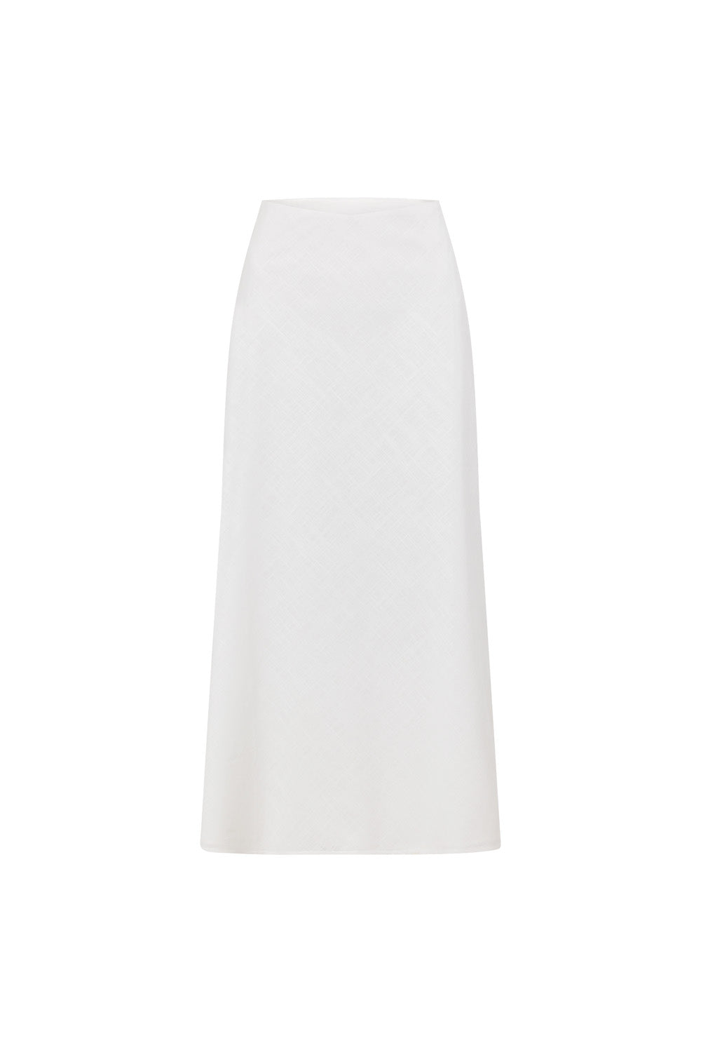 Jayde Women's High - Waisted Natural Cotton Slub White Midi Skirt