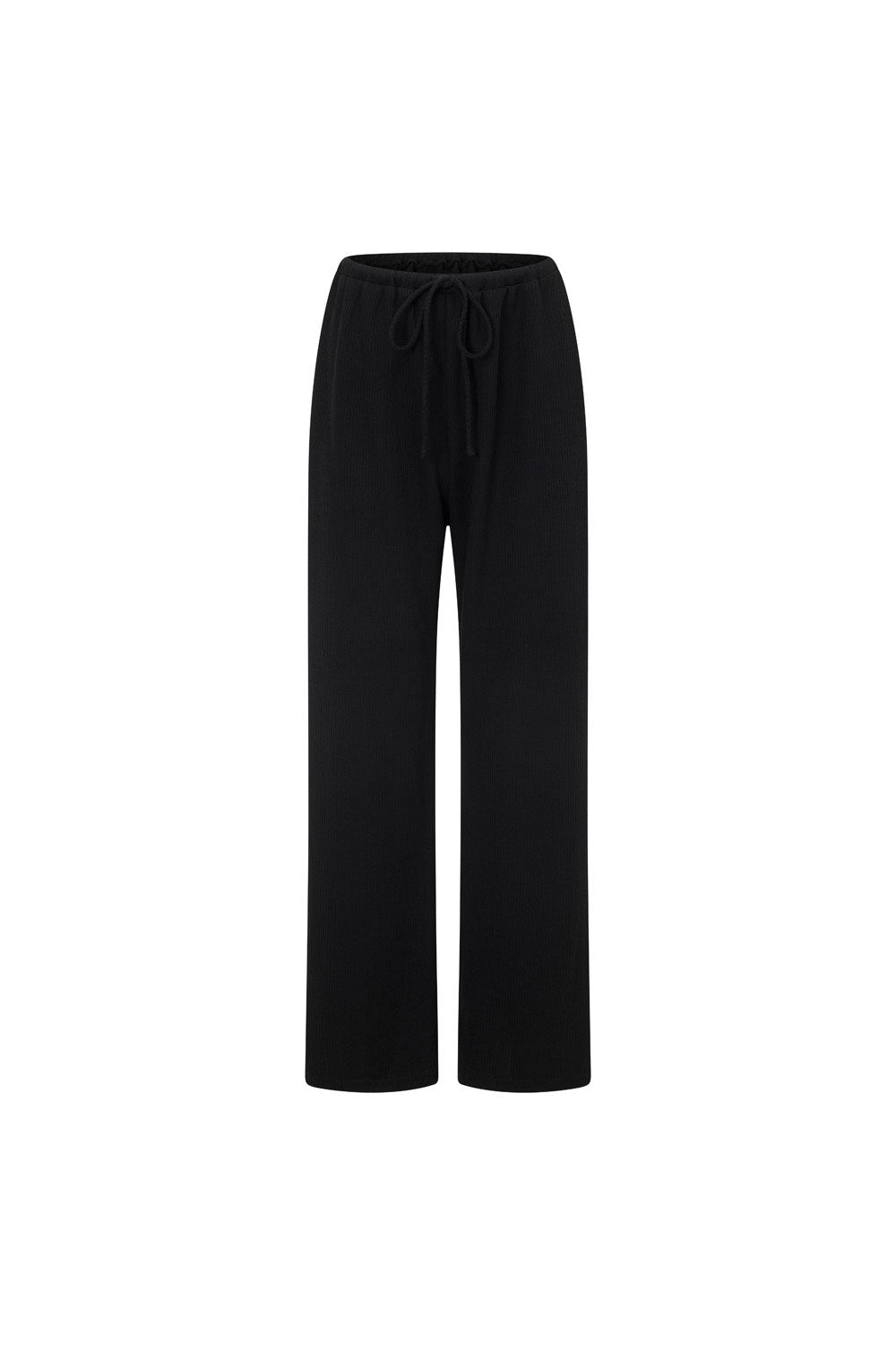 Black Women's Lana Knit Pants - High Waisted with Drawstring