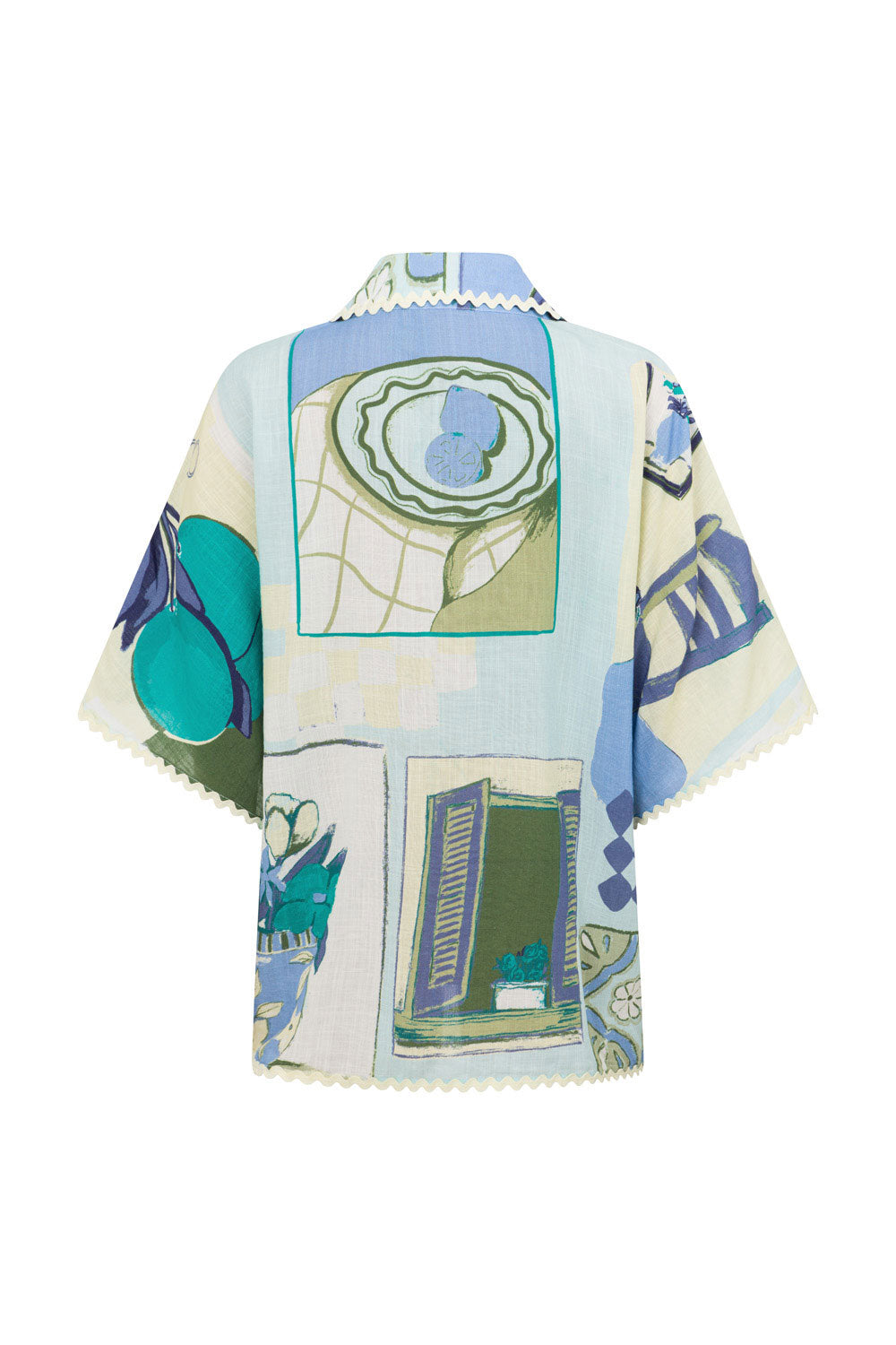Kelia Men's Boxy-Fit Shirt in Exclusive Villagio Blue Print from Summer 2024 Collection