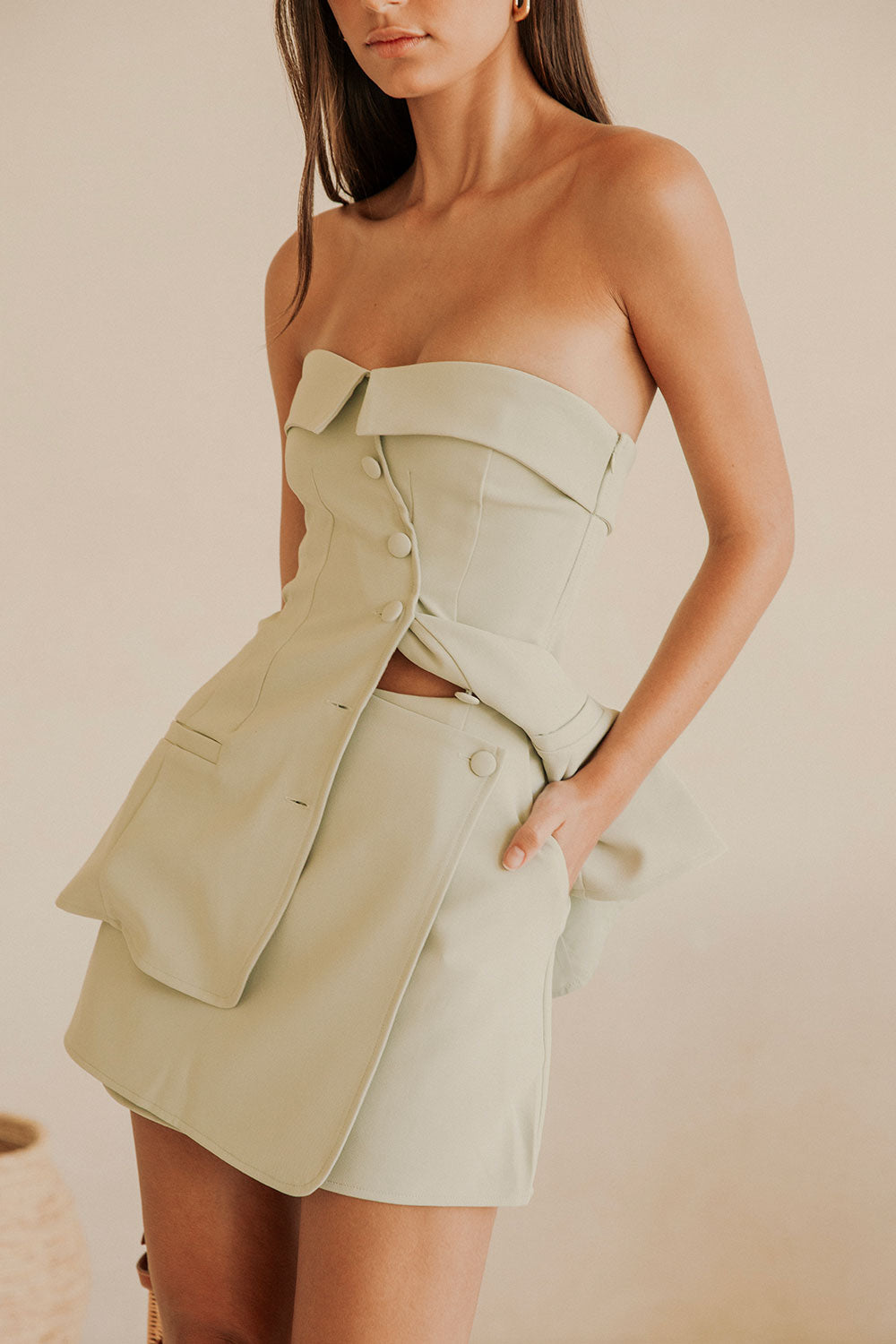 Stylish Mint-colored Lavara Wrap Skirt for Fashionable Outfits
