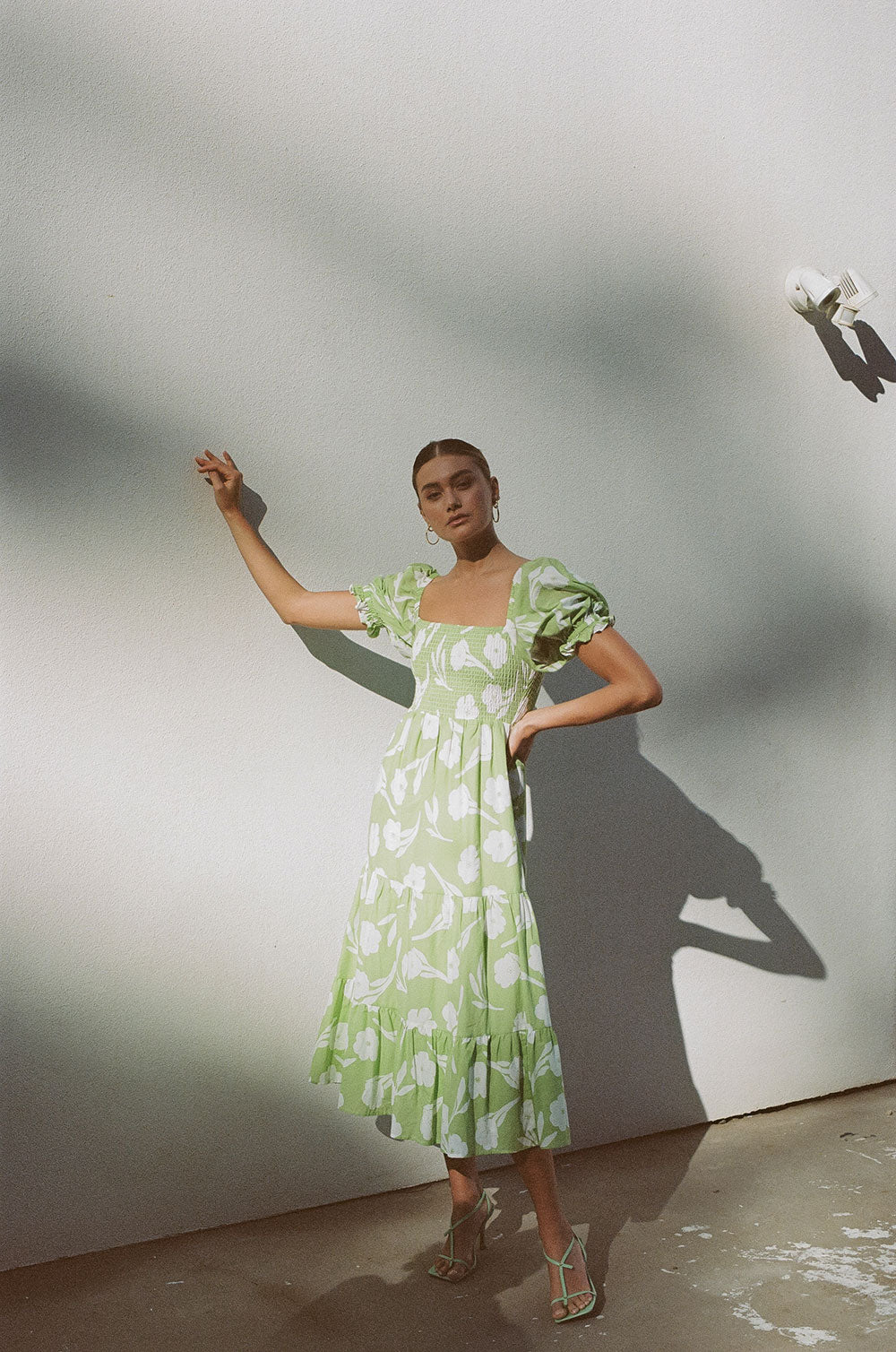Exclusive Mint Floral Allani Lightweight Cotton Voile Midi Dress