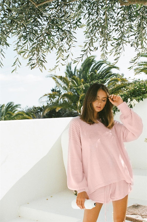 Soft Knitted High-Waisted Pink Zita Shorts for a Stylish Look