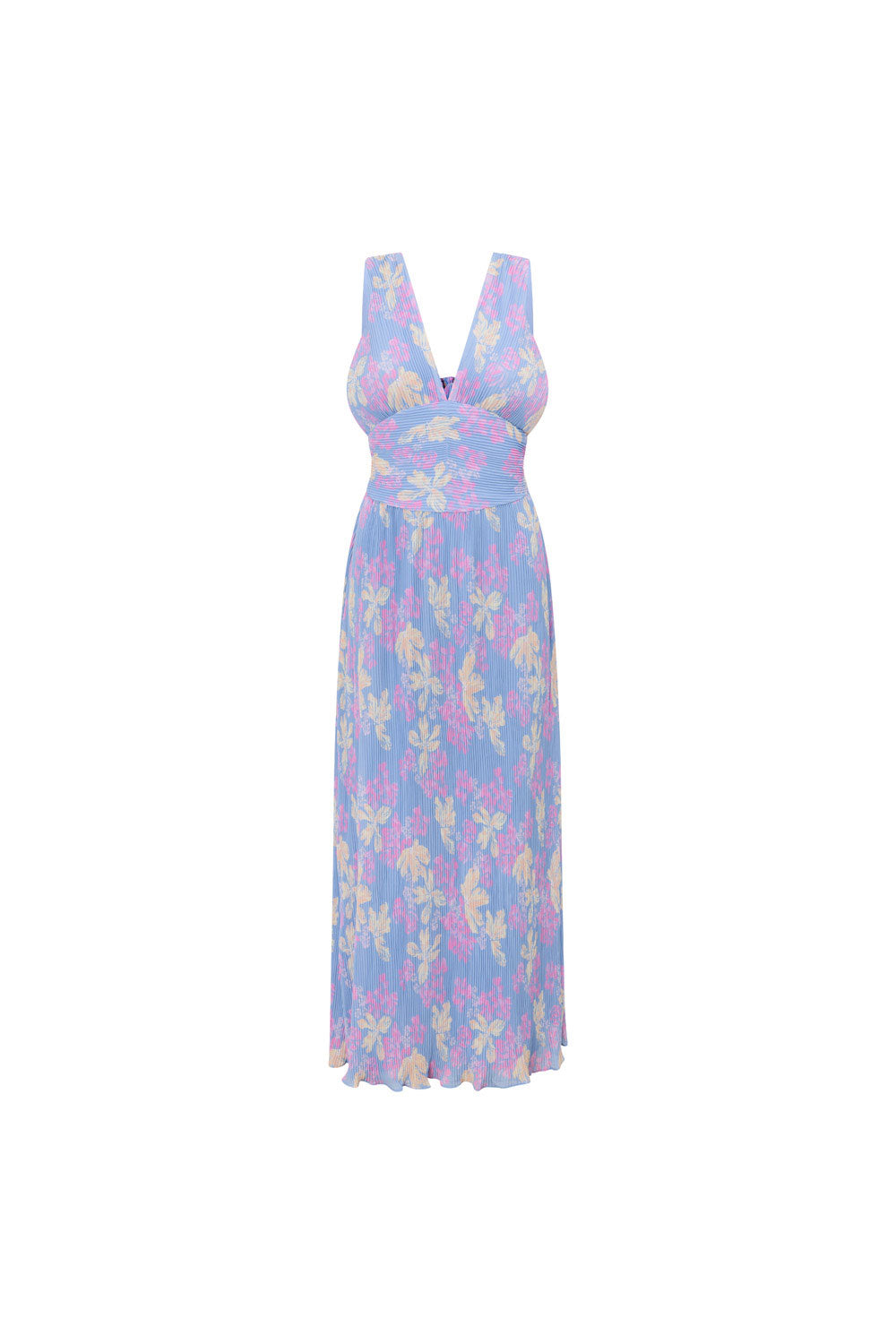 SABO LUXE Women's Charlie Pleated Iris Vacay Print Midi Dress