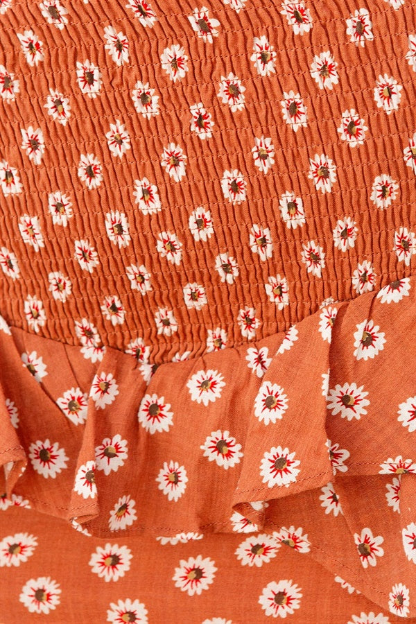 Stylish Rust-Hued Natural Cotton Blend High Waisted Aura Skirt