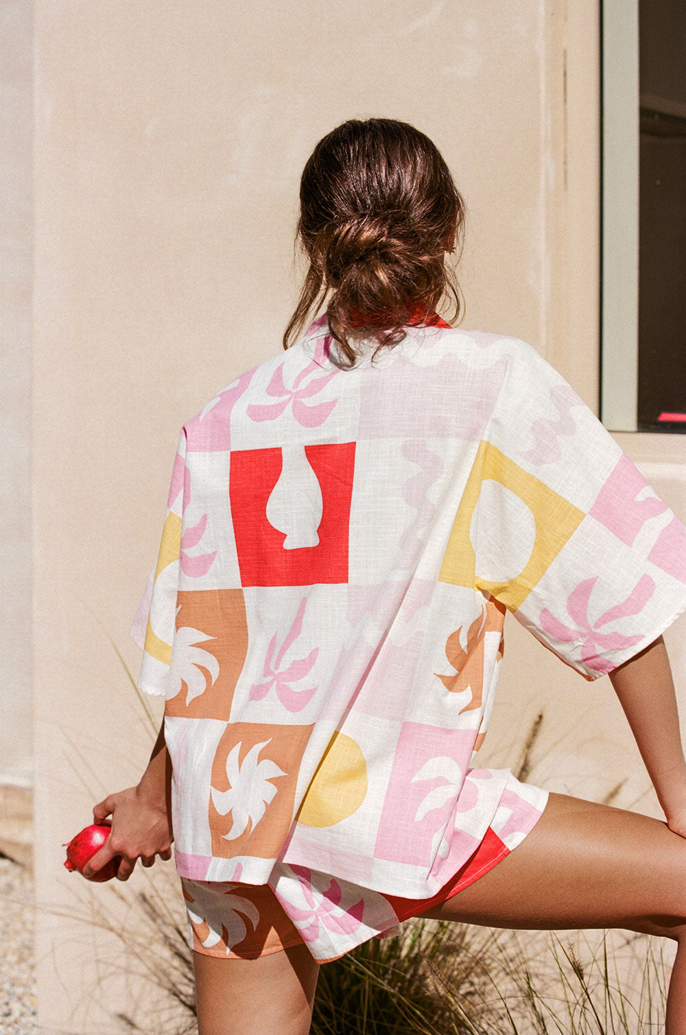 Exclusive Women's Seona Top with Palm Tile Fuego Design - One-of-a-Kind Sample