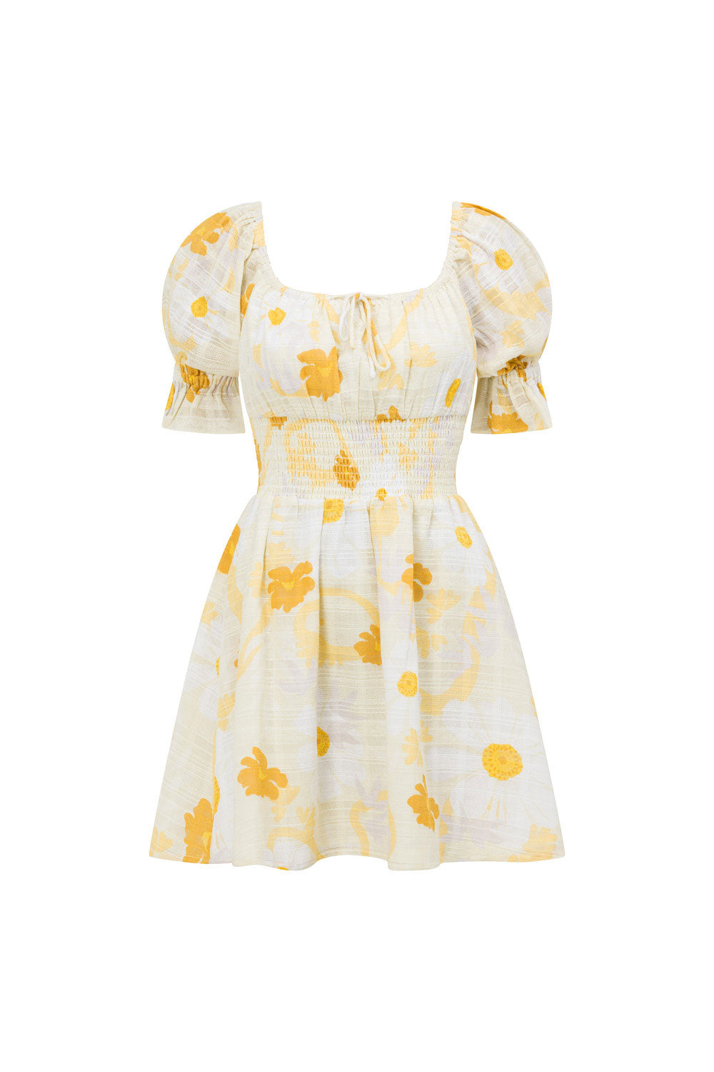 Floral Alena Dress - High - quality Natural Textured Cotton