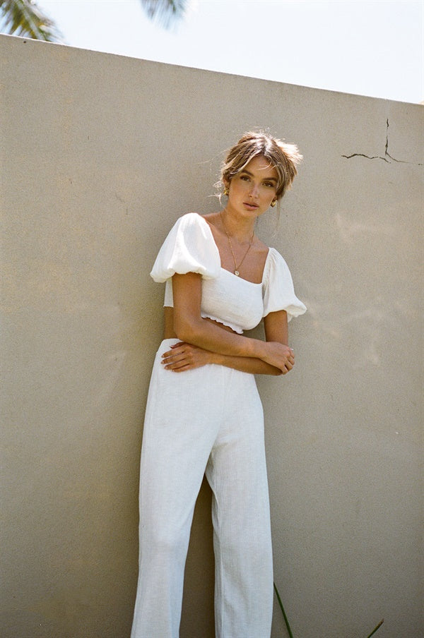 Lalita Women's High-Waisted Wide-Leg Ribbed Cotton Pants for a Relaxed Sunday Look