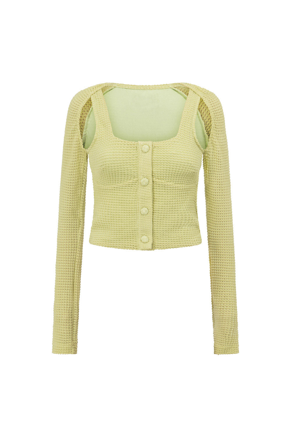Lime Green Soft Waffle Fabric Chloe Women's Top