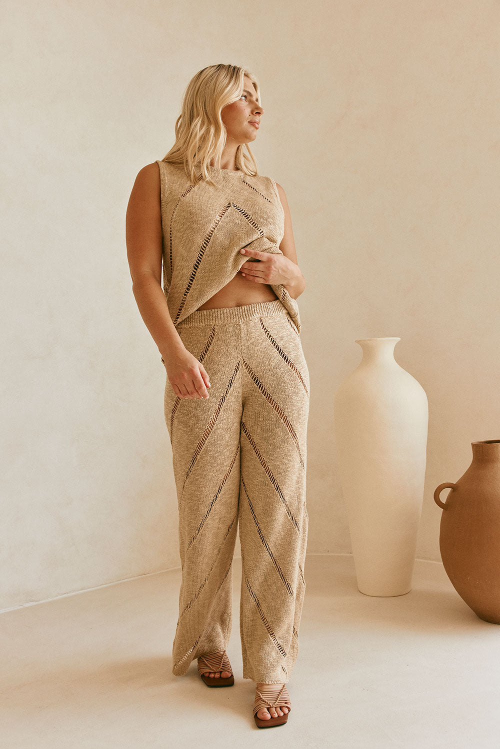 Sabo's Exclusive Soft Knit Dusty Mustard High-Waisted Josiah Pants