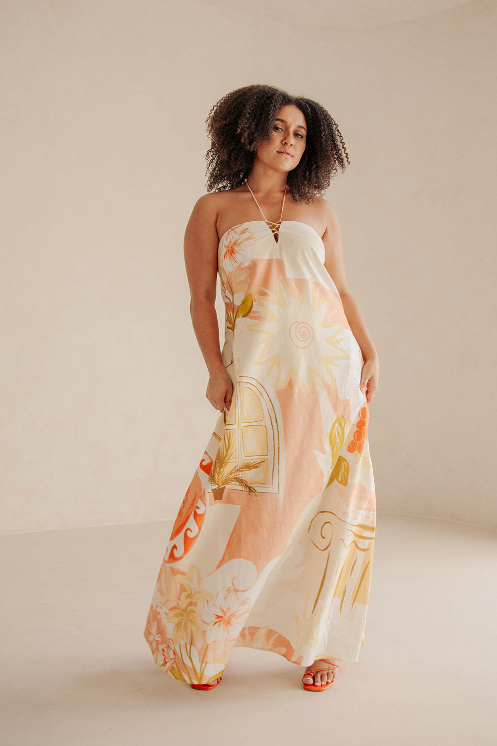 Aerin Women's Maxi Dress with Exclusive Thalassa Rust Print
