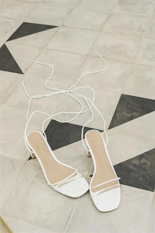 Exclusive White Strappy Juleah Heels - One-of-a-Kind Sample