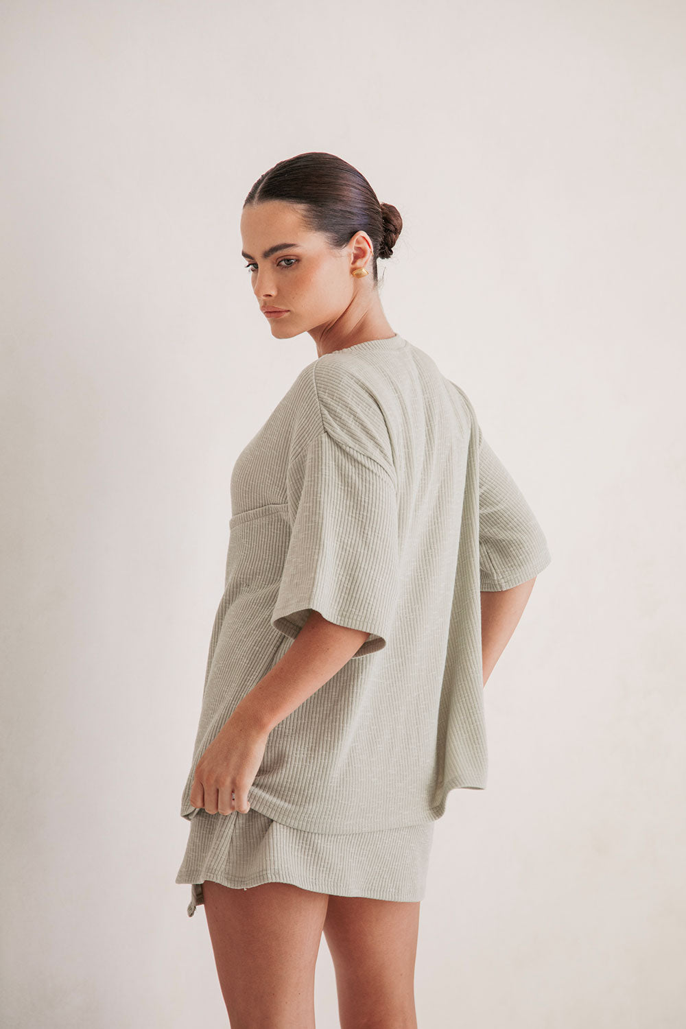 Sage Green Soft Ribbed Anya Women's Top