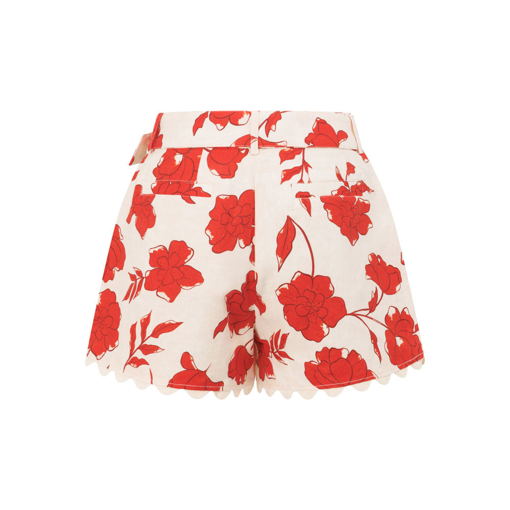 Arlette Women's Blooming Print Resort Linen Shorts for Spring 2024