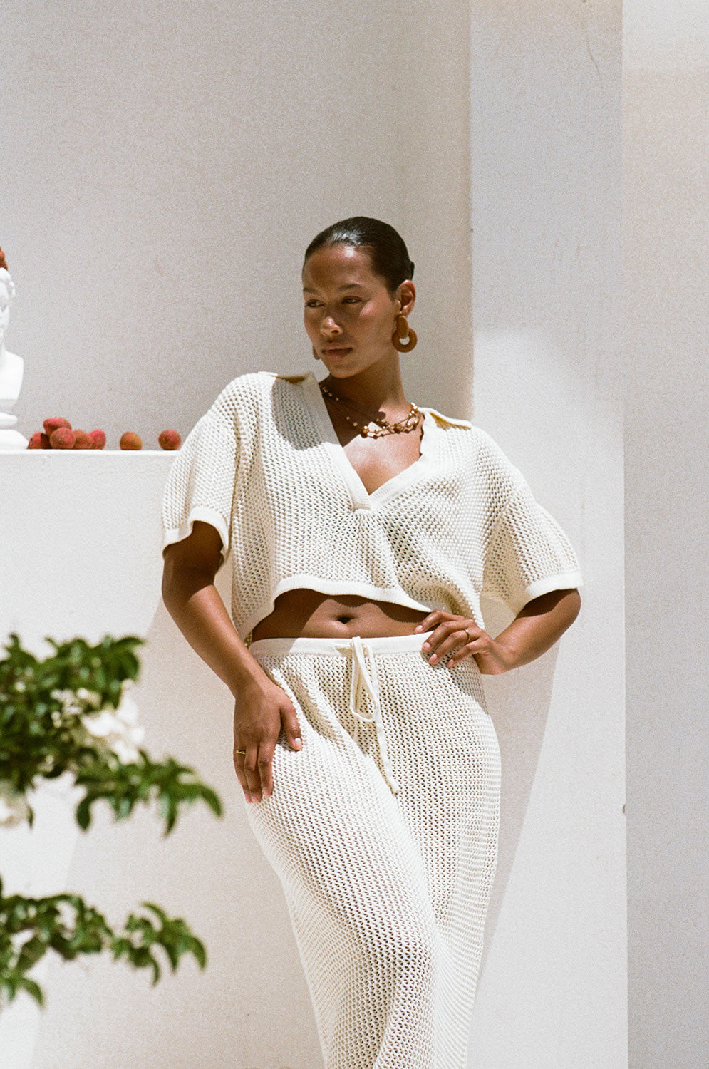 Exquisite Cream Mesh Cotton Ivy Maxi A - Line Skirt for Vacation Sunsets