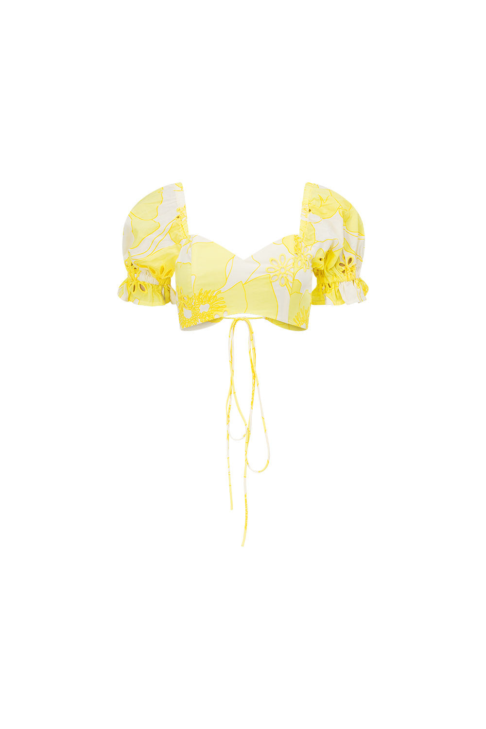 Stylish Sabo Exclusive Lemon Poppy Print Broiderie Lupa Top