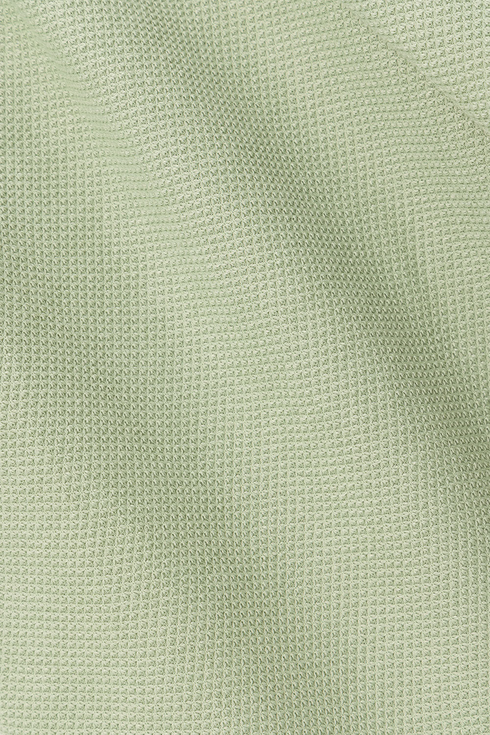 Soft Green Waffle Fabric One-Shoulder Dion Top with Flouncy Hem