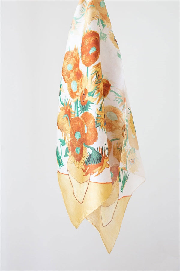 Silky Floral Print Capri Scarf for Stylish Accessorizing