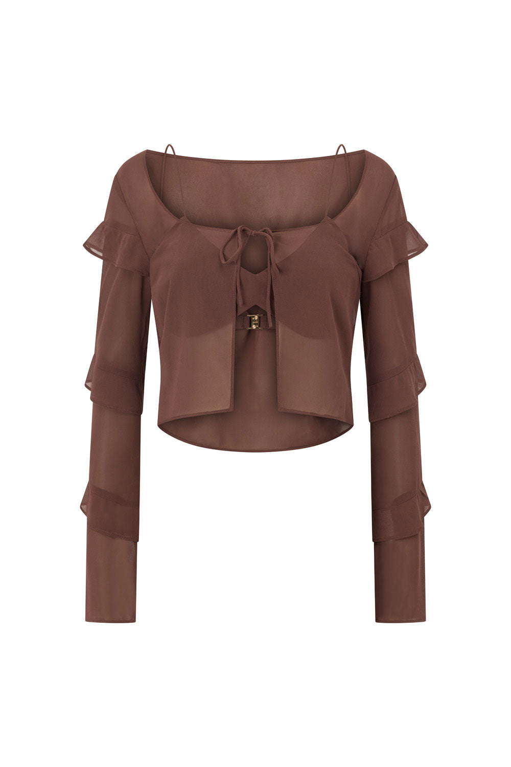 Exclusively Designed Chocolate Brown Sheer Chiffon Alyce Top