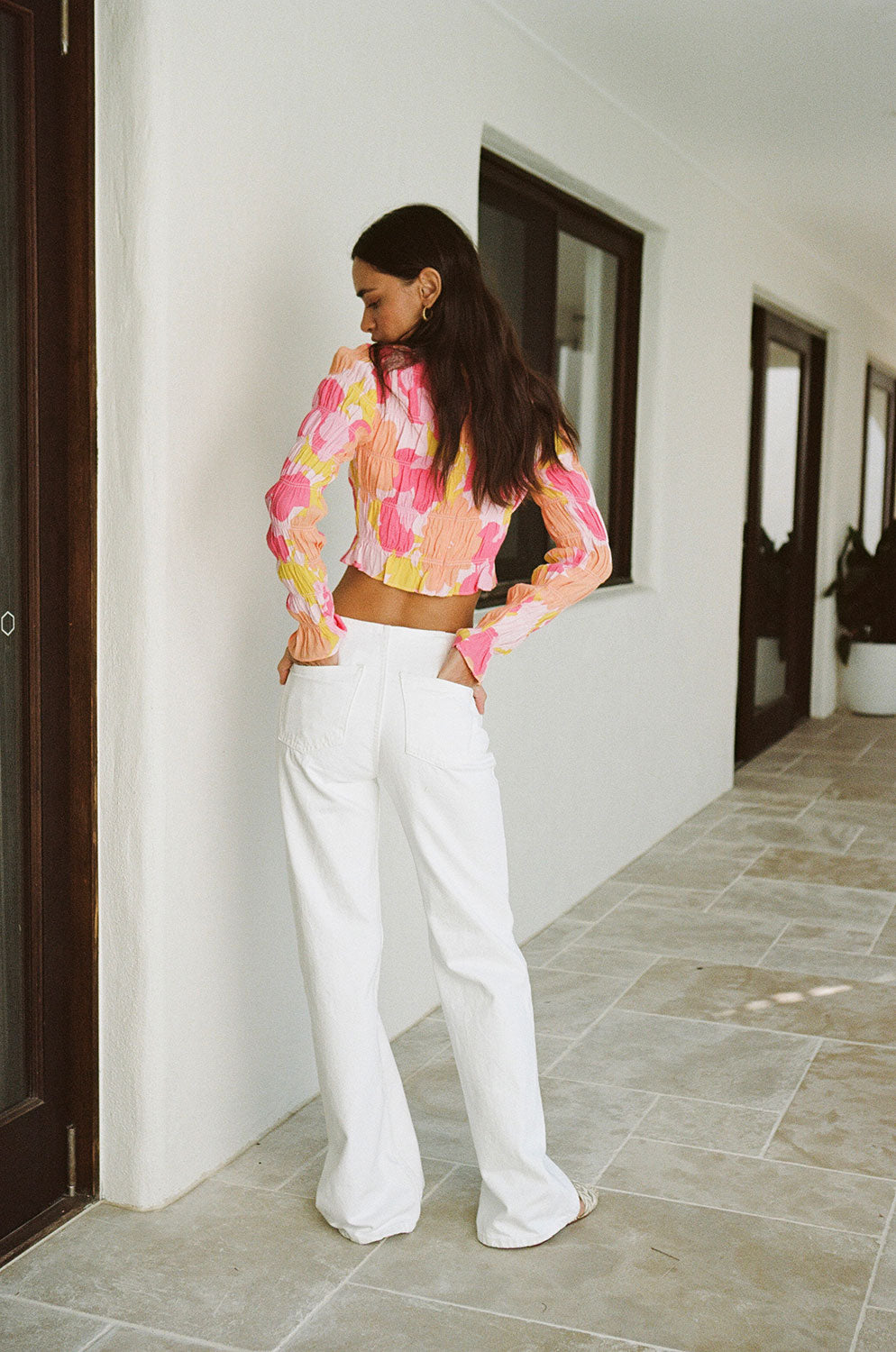 Unique Nectar Floral Silky Zaya Crepe Top Sample