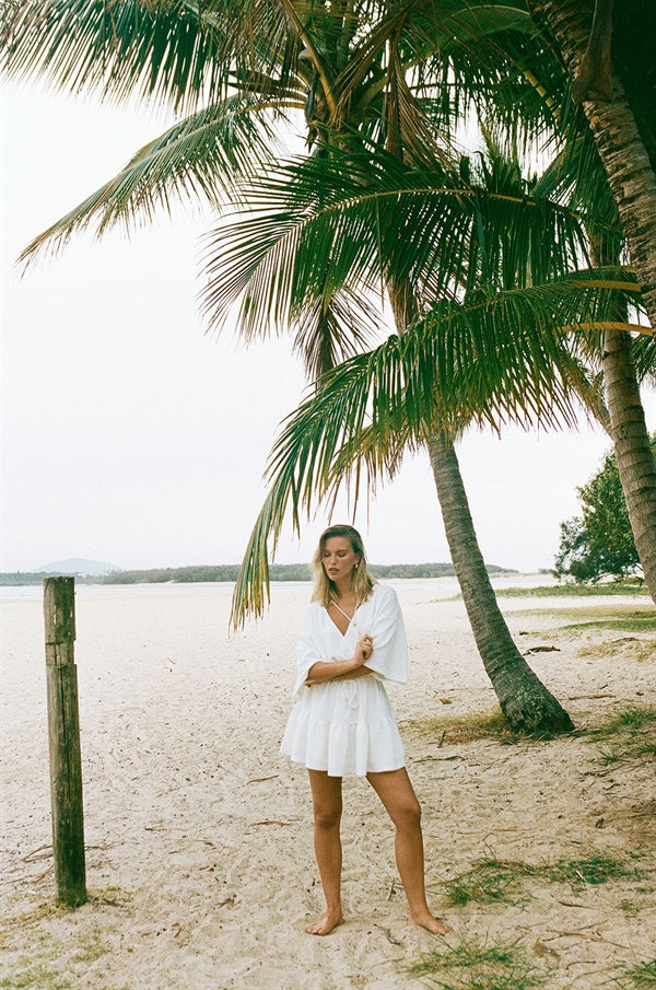 Exclusively Designed Sabo Off-White Soft Waffle Nolia Vacation Dress