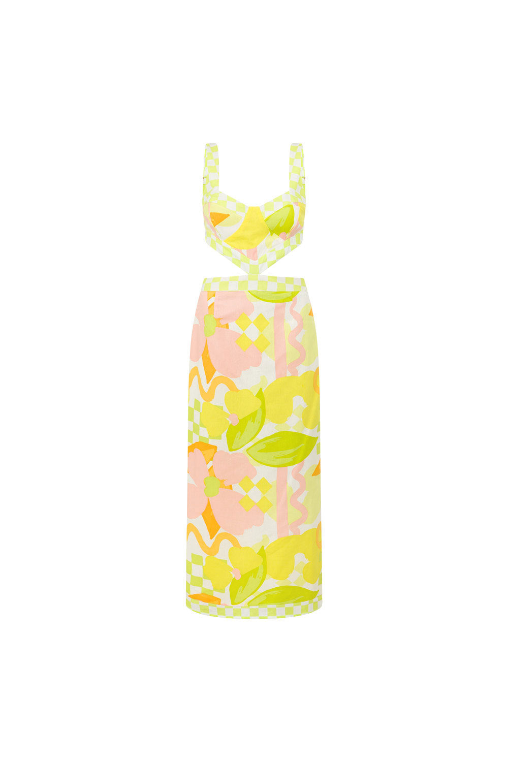 Unique Everett Checker Floral Dress - Sample Piece