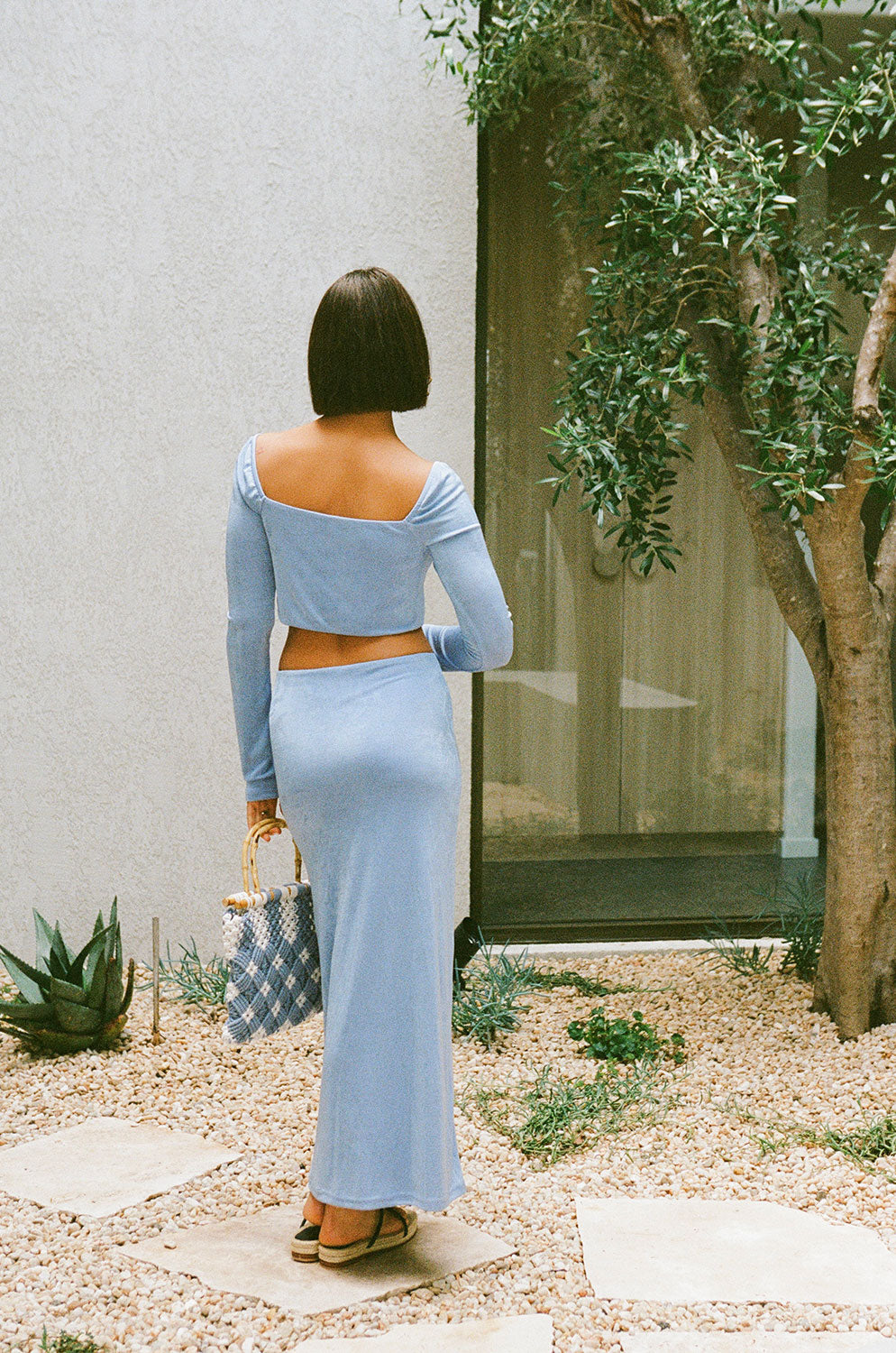 Periwinkle-colored Silky Marcelle Women's Skirt - Sample