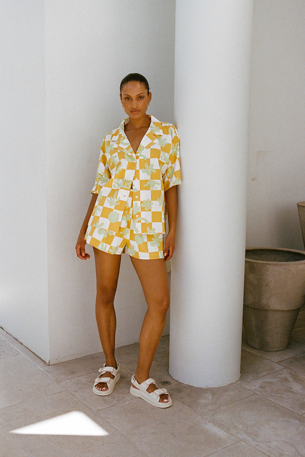 Sabo Exclusive Checkerboard Print Relaxed Seona Top