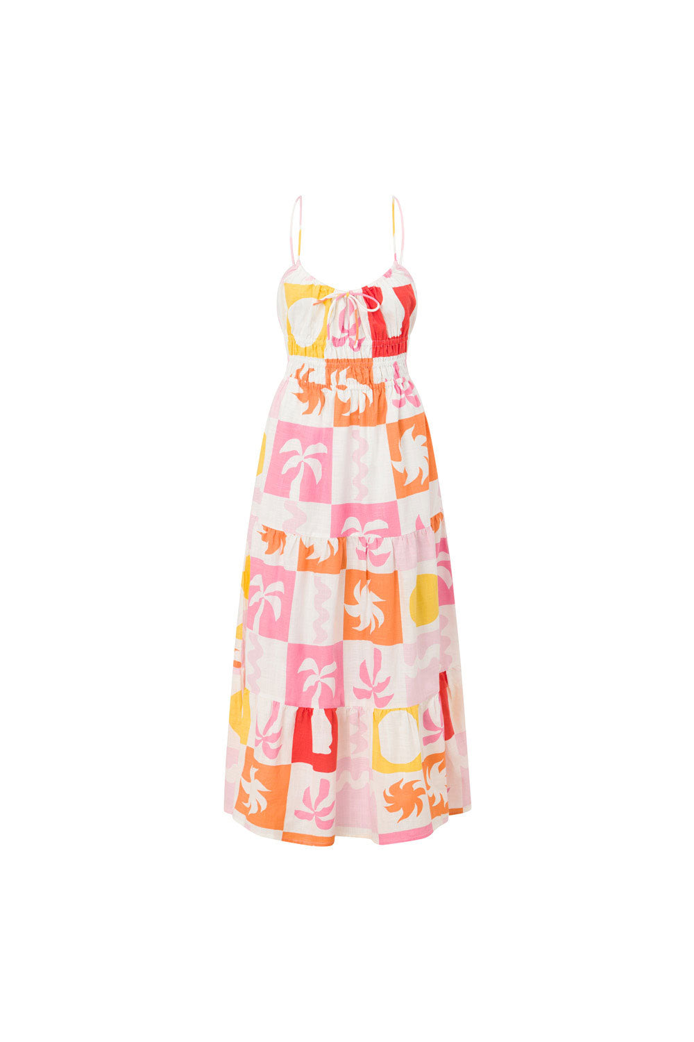 Stylish Women's Talia Dress with Palm Tile Fuego Pattern