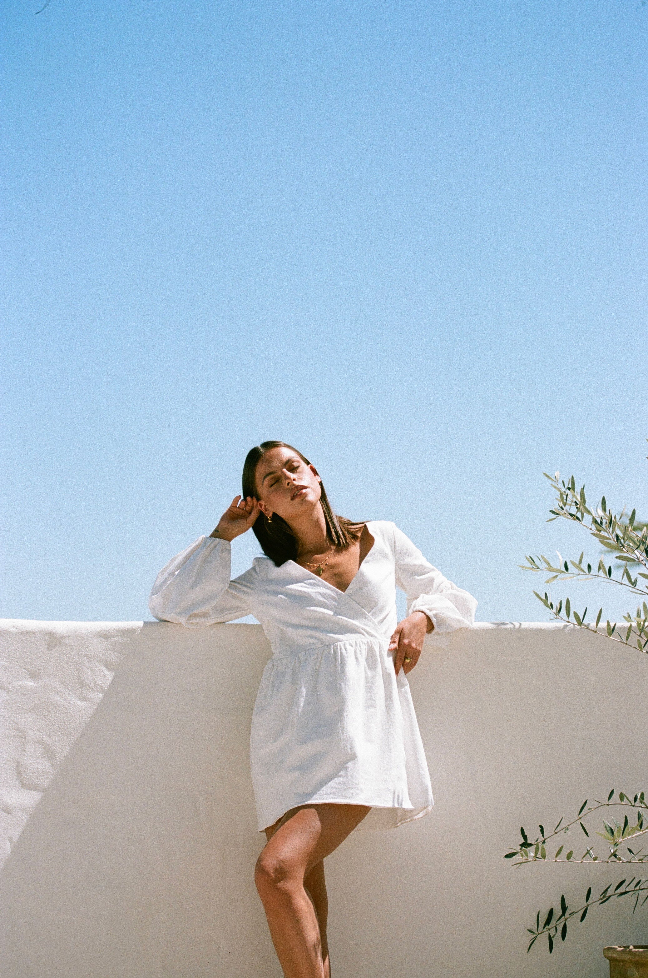 Fresh White Comfy and Cute Charlotte Dress with Puff Sleeves