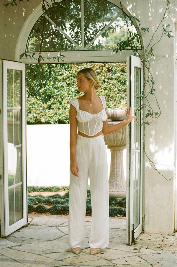 Exquisite Luxury White Moorea Silk Pants for Fashionable Wear