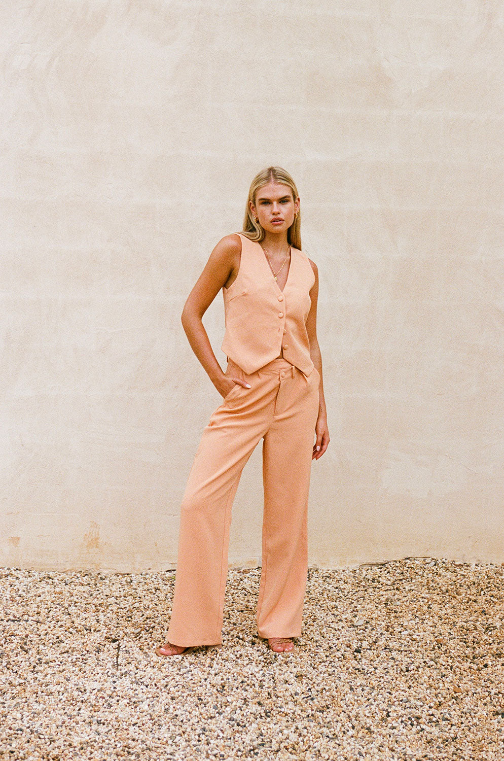 Exclusive Apricot-colored Remi Style Women's Pants - Sample Edition