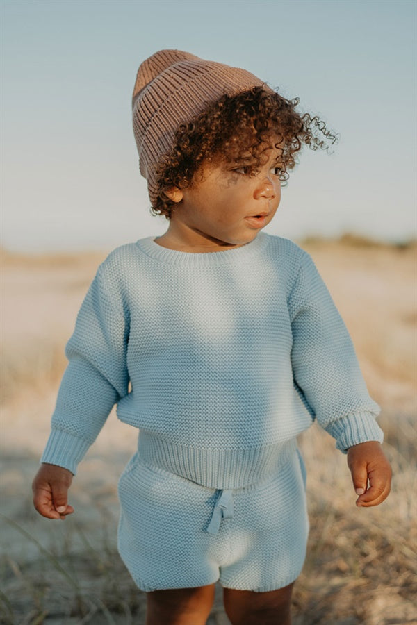 Azure Blue Soft Cotton Mini Knit Women's Top
