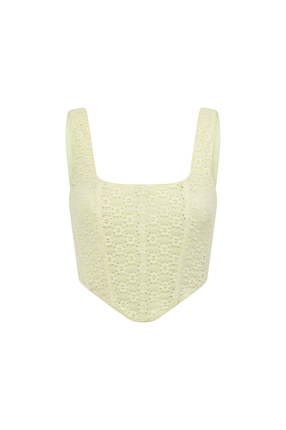 Stylish Green Cotton Blend Lace Up Corset Style Jhoselle Top for Women