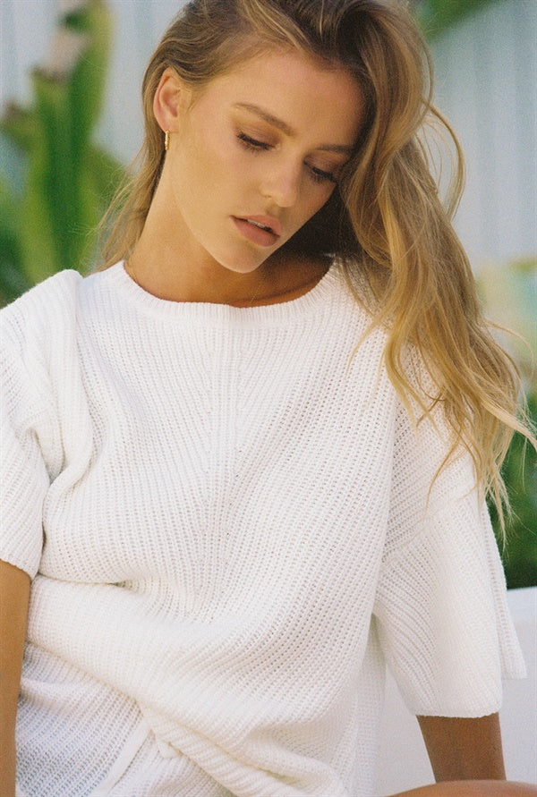 Ribbed Knit Off-White Calais Women's Top
