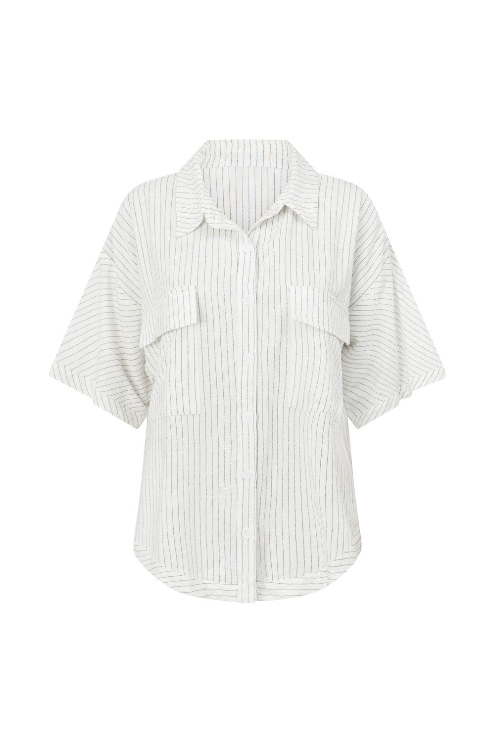 Elegant Rayon Linen Blend Kenny Top with Pinstripes