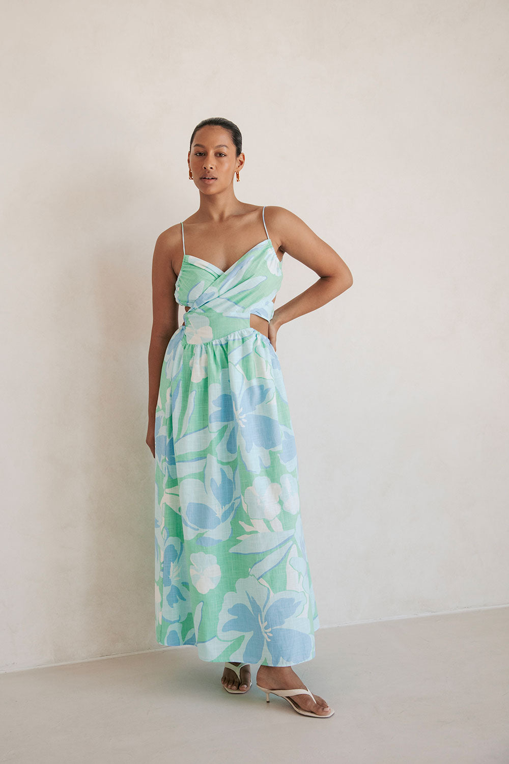 Unique Iris Spring Petals Midi Dress - One - of - a - Kind Sample