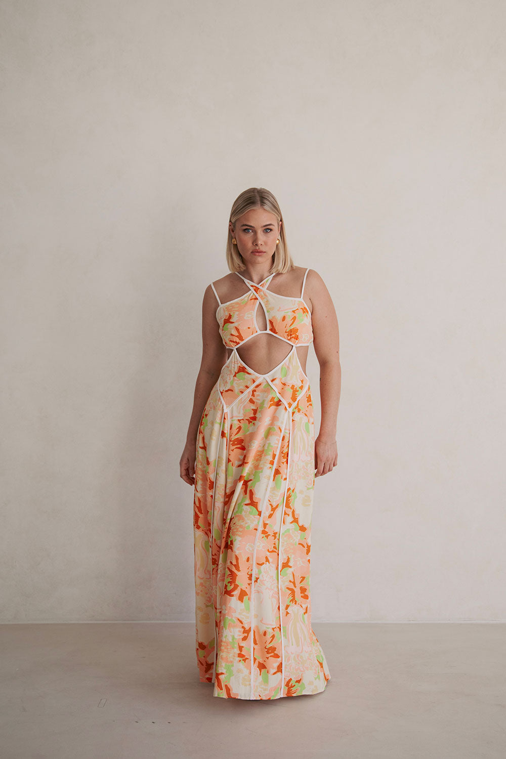Exquisite Malaiya Motion Floral Zipper Crepe Dress