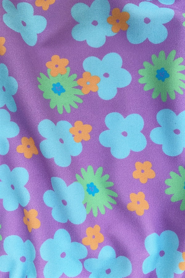 High - Quality Purple Retro Floral Print Azalea Swim Tie Bottom