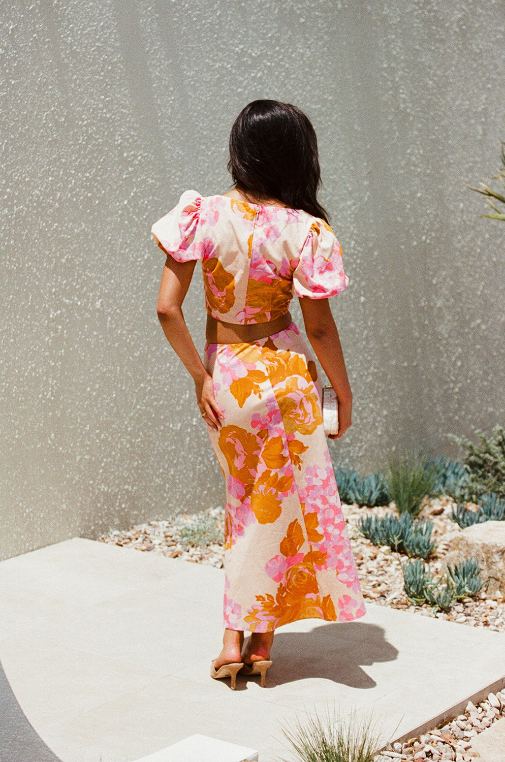 Exclusive Aleksandra High-Waisted Midi Skirt with Breeze Floral Print
