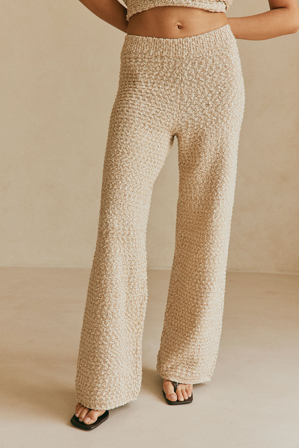 Stylish Soha Cotton Blend Boucle Knit High Waisted Pants