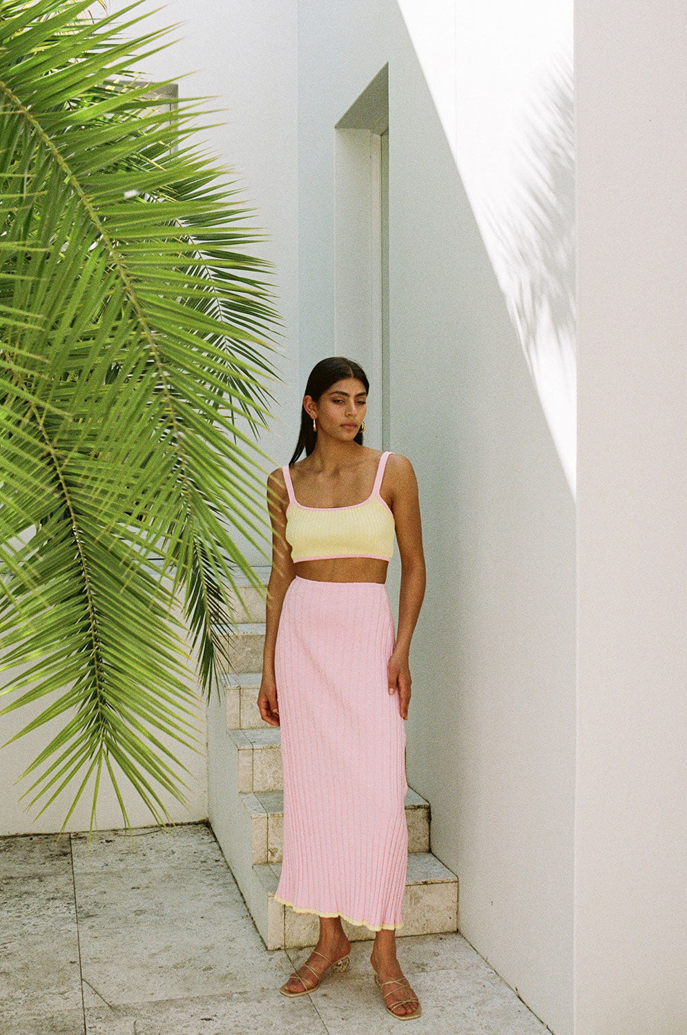 Stylish Pink Ribbed Jordi Women's Skirt for Night Out