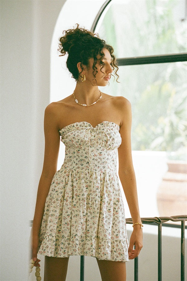European Summer-Inspired Rose Sahara Dress with Unique Detailing