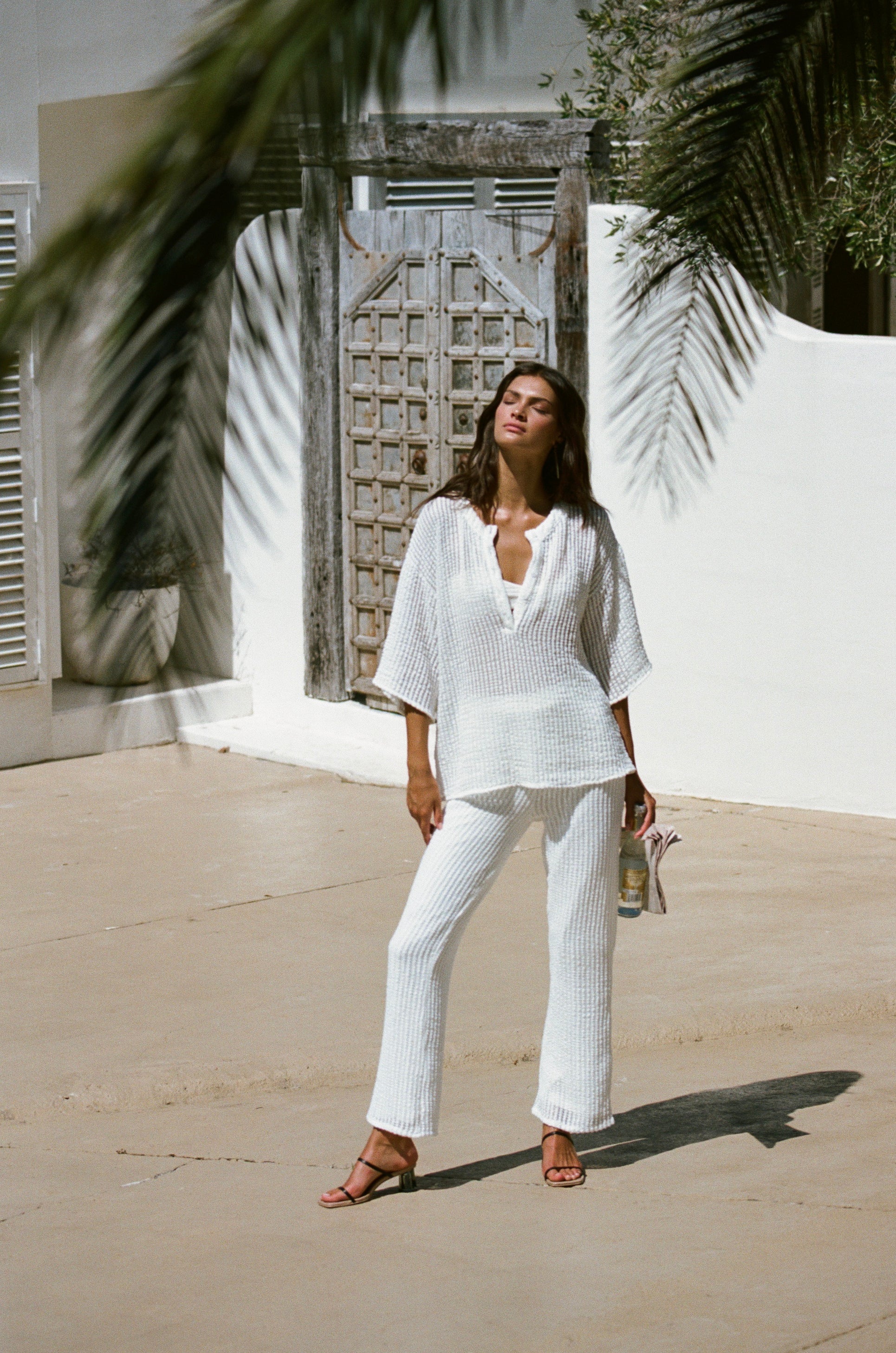 Exquisite Off-White Sheer Mesh Jadana Top for Resort Style