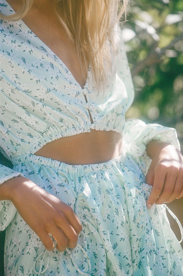 Exclusive Tuscan Vine Floral Print Silky Green Jayna Playsuit